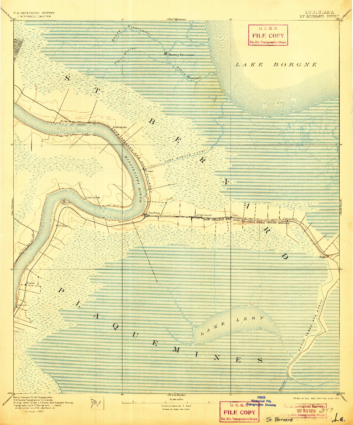 USGS 1:62500-SCALE QUADRANGLE FOR ST. BERNARD, LA 1892