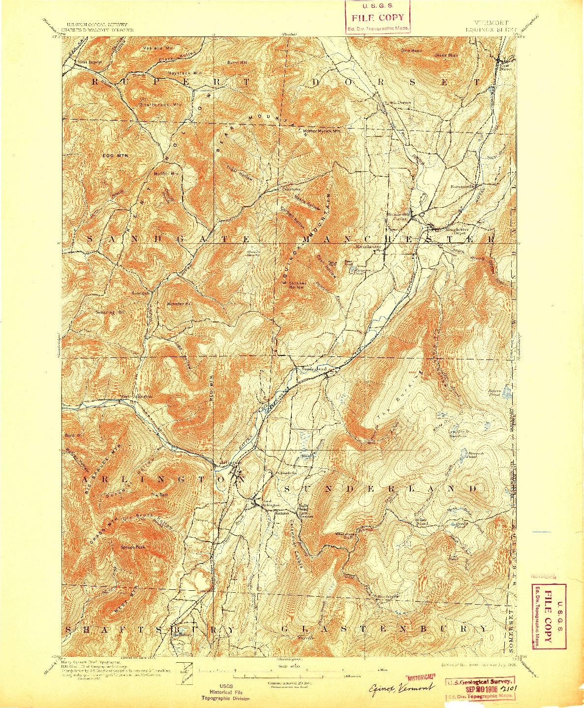 USGS 1:62500-SCALE QUADRANGLE FOR EQUINOX, VT 1900