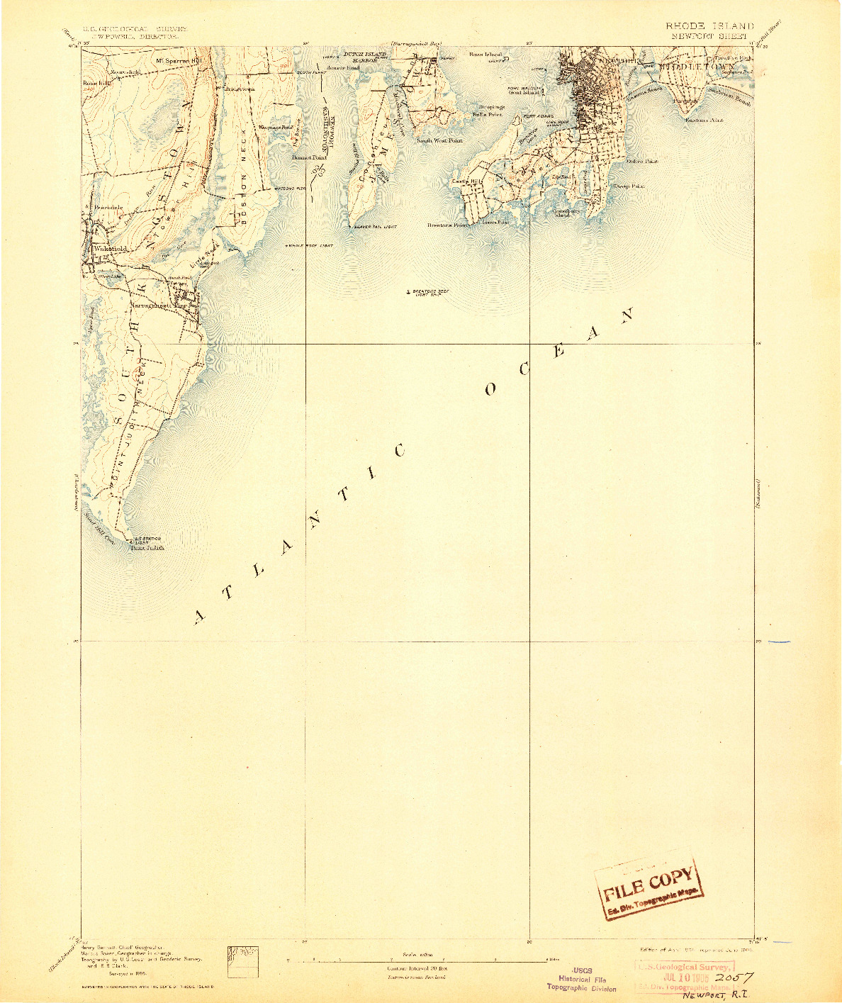 USGS 1:62500-SCALE QUADRANGLE FOR NEWPORT, RI 1894