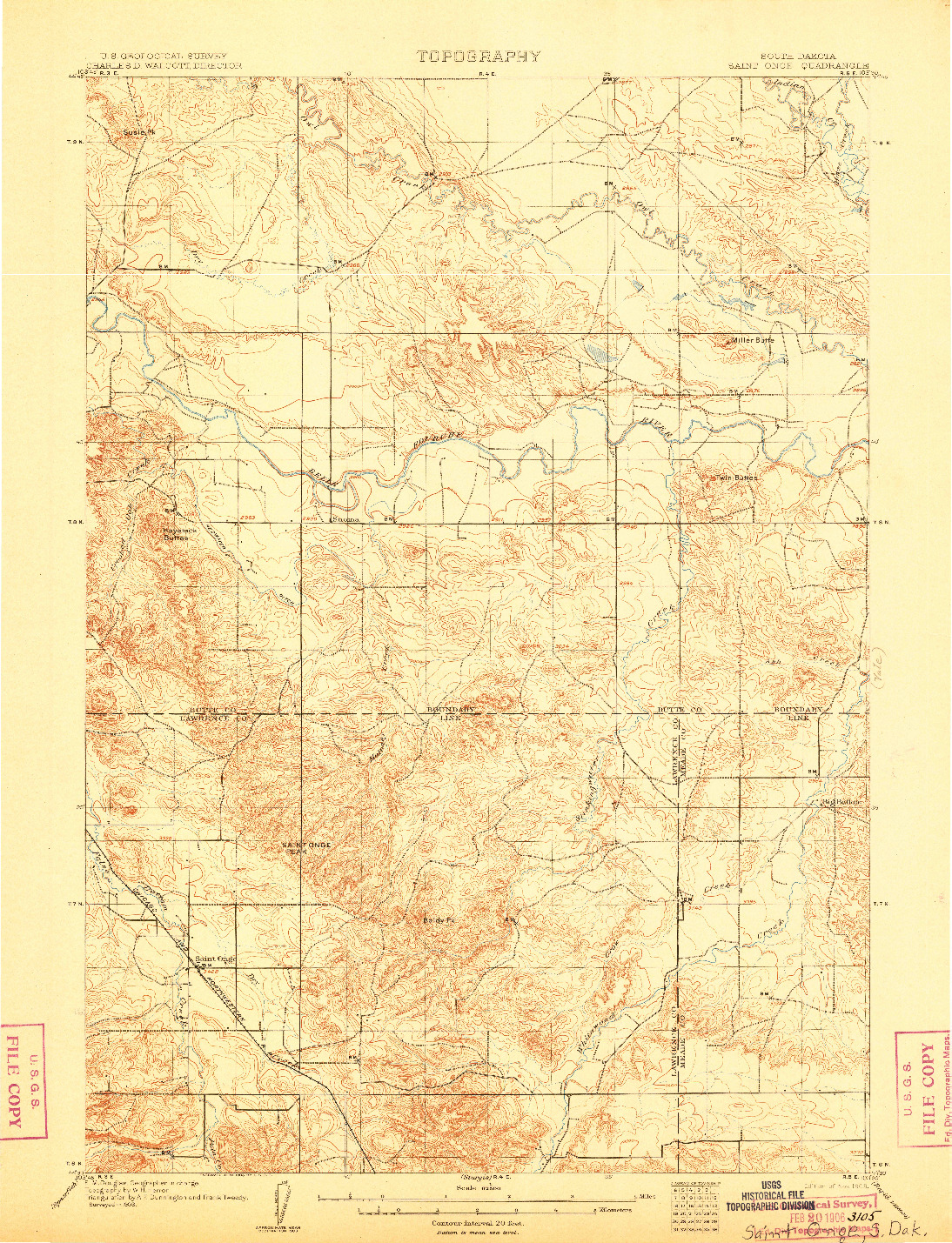 USGS 1:62500-SCALE QUADRANGLE FOR SAINT ONGE, SD 1905
