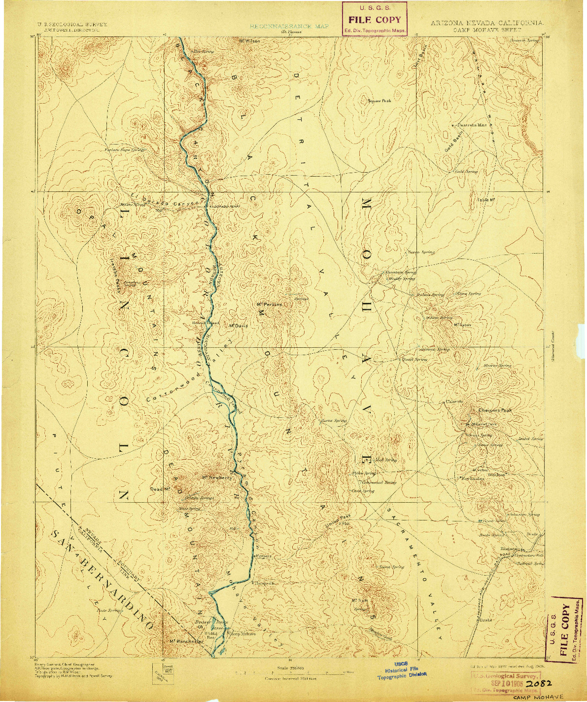 USGS 1:250000-SCALE QUADRANGLE FOR CAMP MOHAVE, AZ 1892