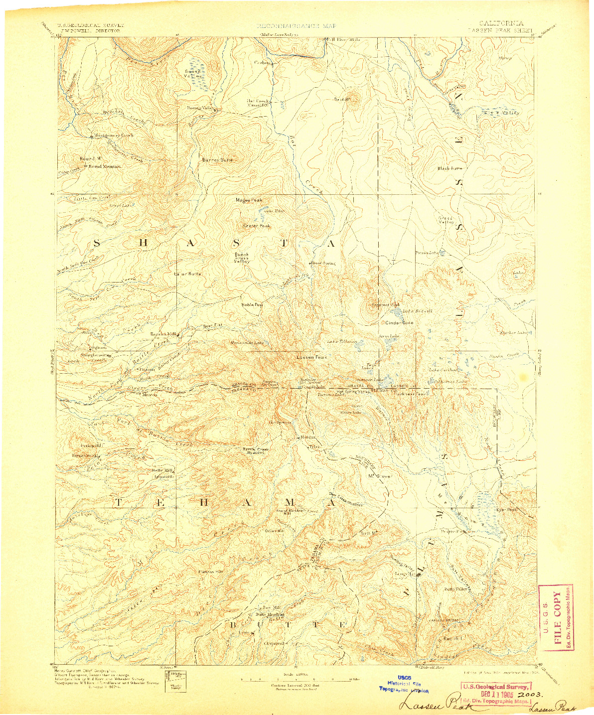 USGS 1:250000-SCALE QUADRANGLE FOR LASSEN PEAK, CA 1894