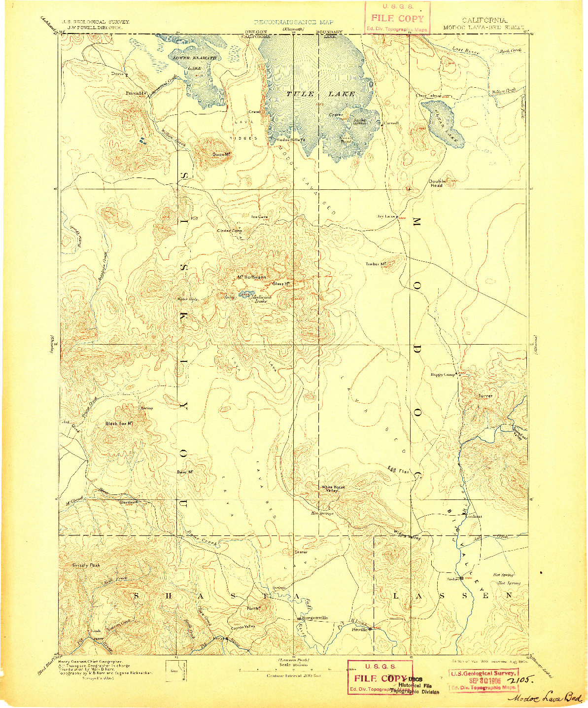 USGS 1:250000-SCALE QUADRANGLE FOR MODOC LAVA BED, CA 1892