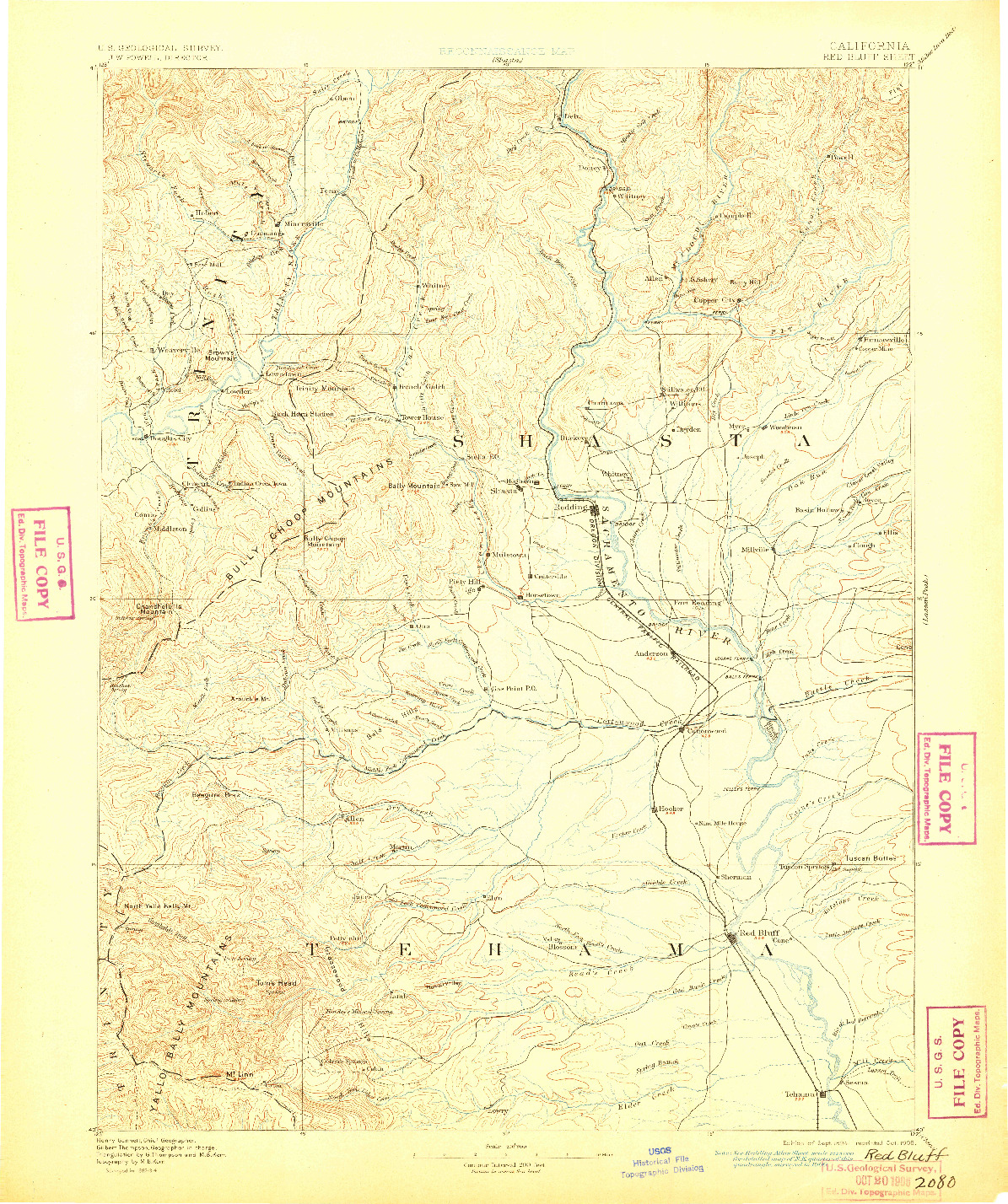 USGS 1:250000-SCALE QUADRANGLE FOR RED BLUFF, CA 1894