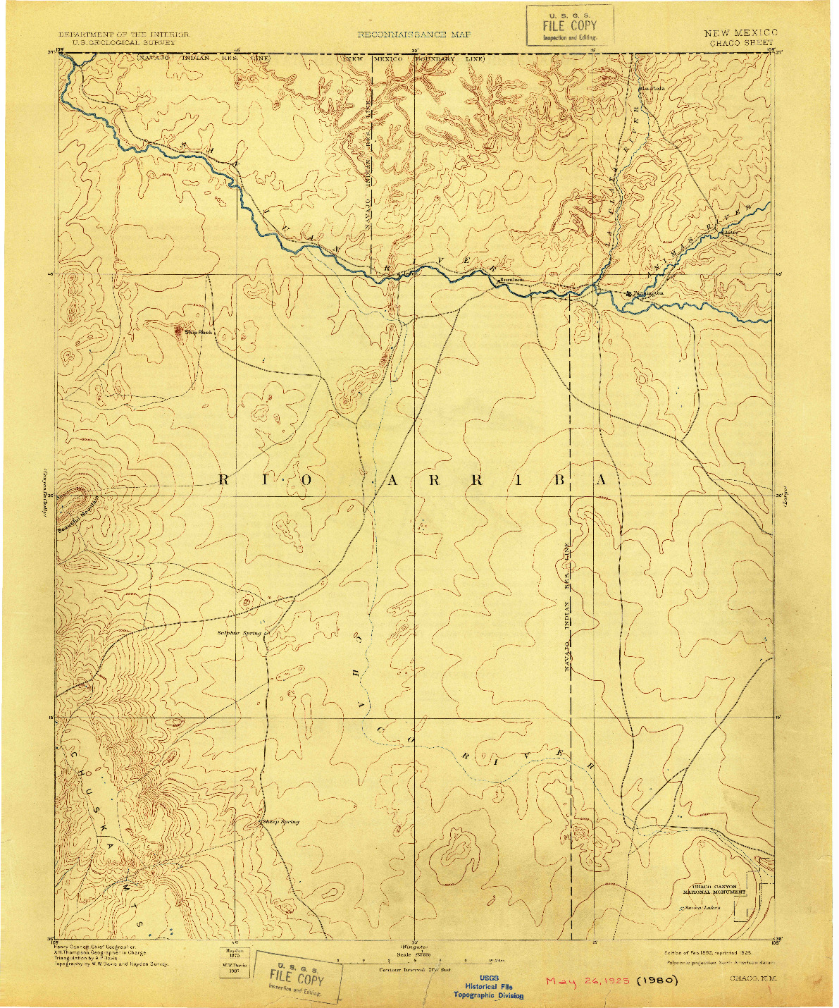 USGS 1:250000-SCALE QUADRANGLE FOR CHACO, NM 1892