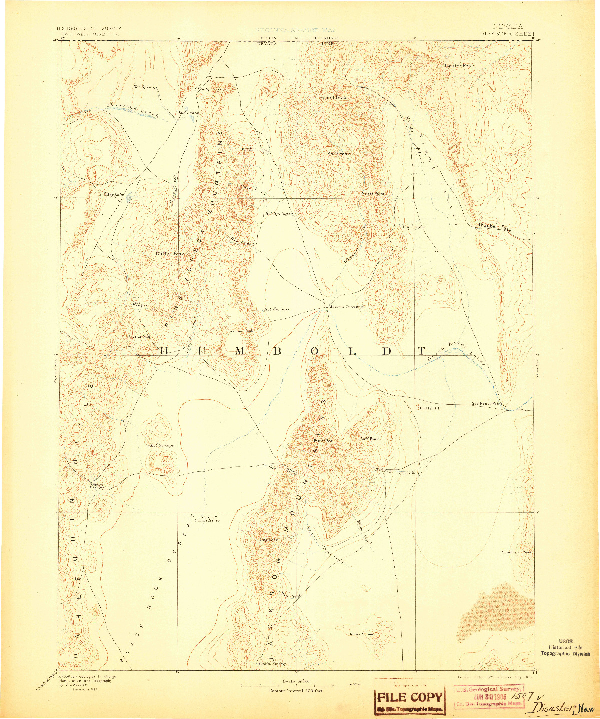 USGS 1:250000-SCALE QUADRANGLE FOR DISASTER, NV 1893