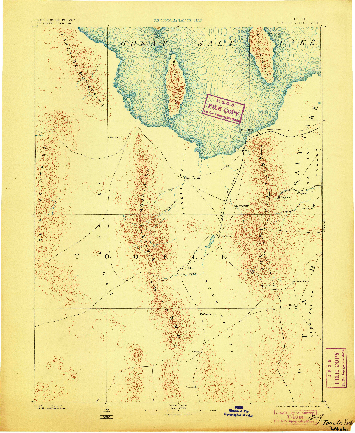 USGS 1:250000-SCALE QUADRANGLE FOR TOOELE VALLEY, UT 1885