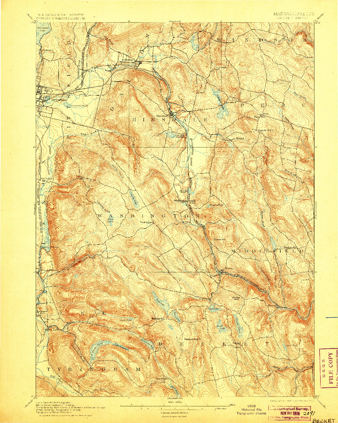 USGS 1:62500-SCALE QUADRANGLE FOR BECKET, MA 1897