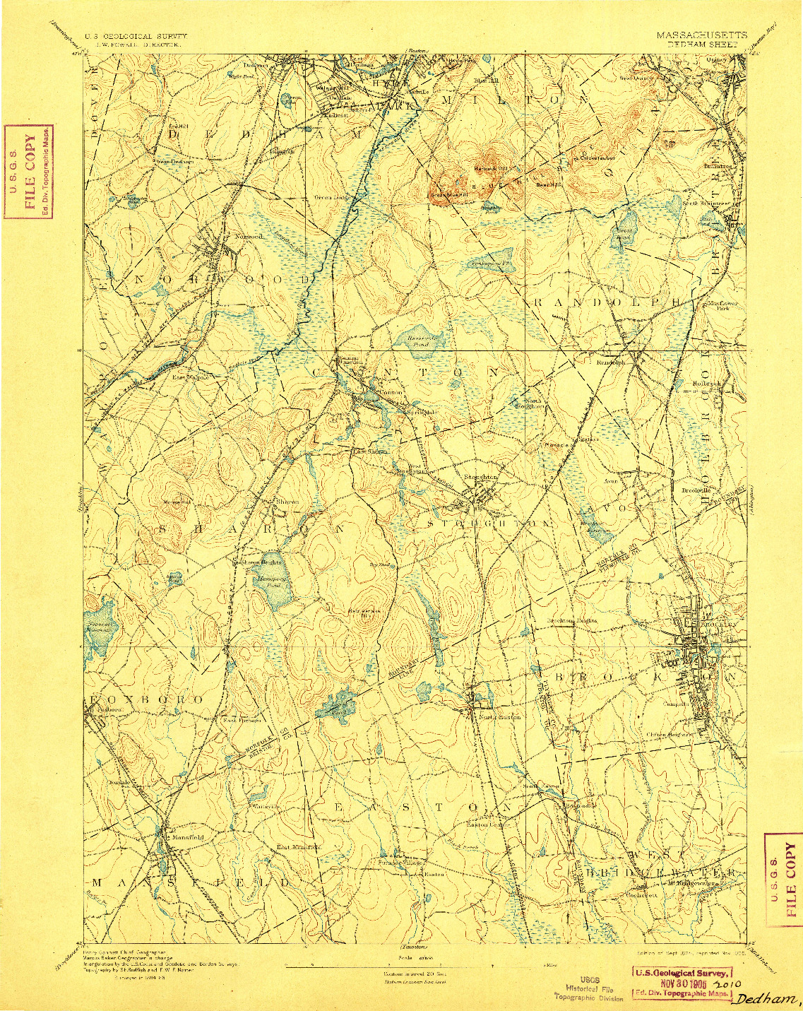 USGS 1:62500-SCALE QUADRANGLE FOR DEDHAM, MA 1894