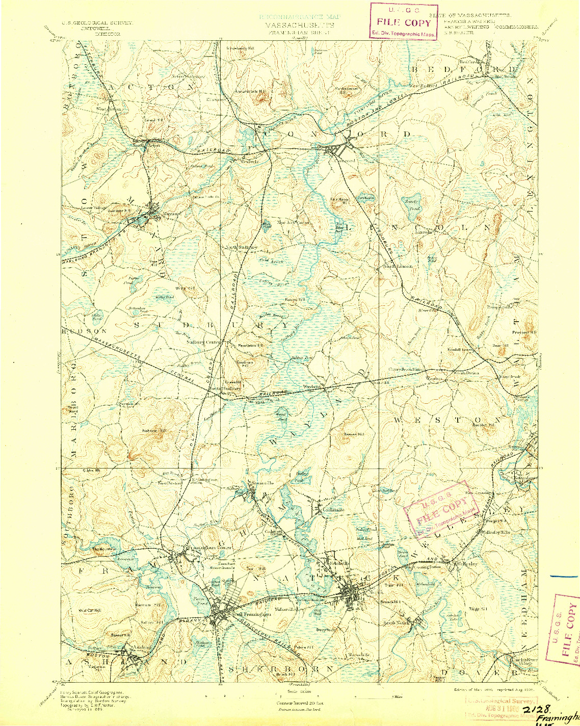 USGS 1:62500-SCALE QUADRANGLE FOR FRAMINGHAM, MA 1894