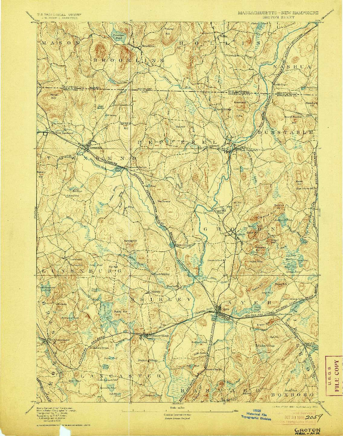 USGS 1:62500-SCALE QUADRANGLE FOR GROTON, MA 1893