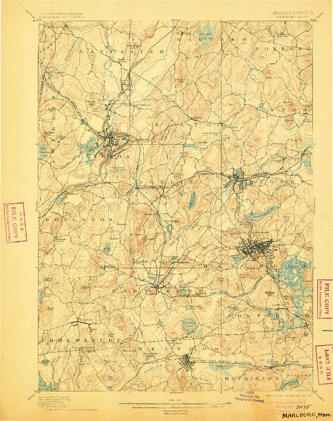 USGS 1:62500-SCALE QUADRANGLE FOR MARLBORO, MA 1898