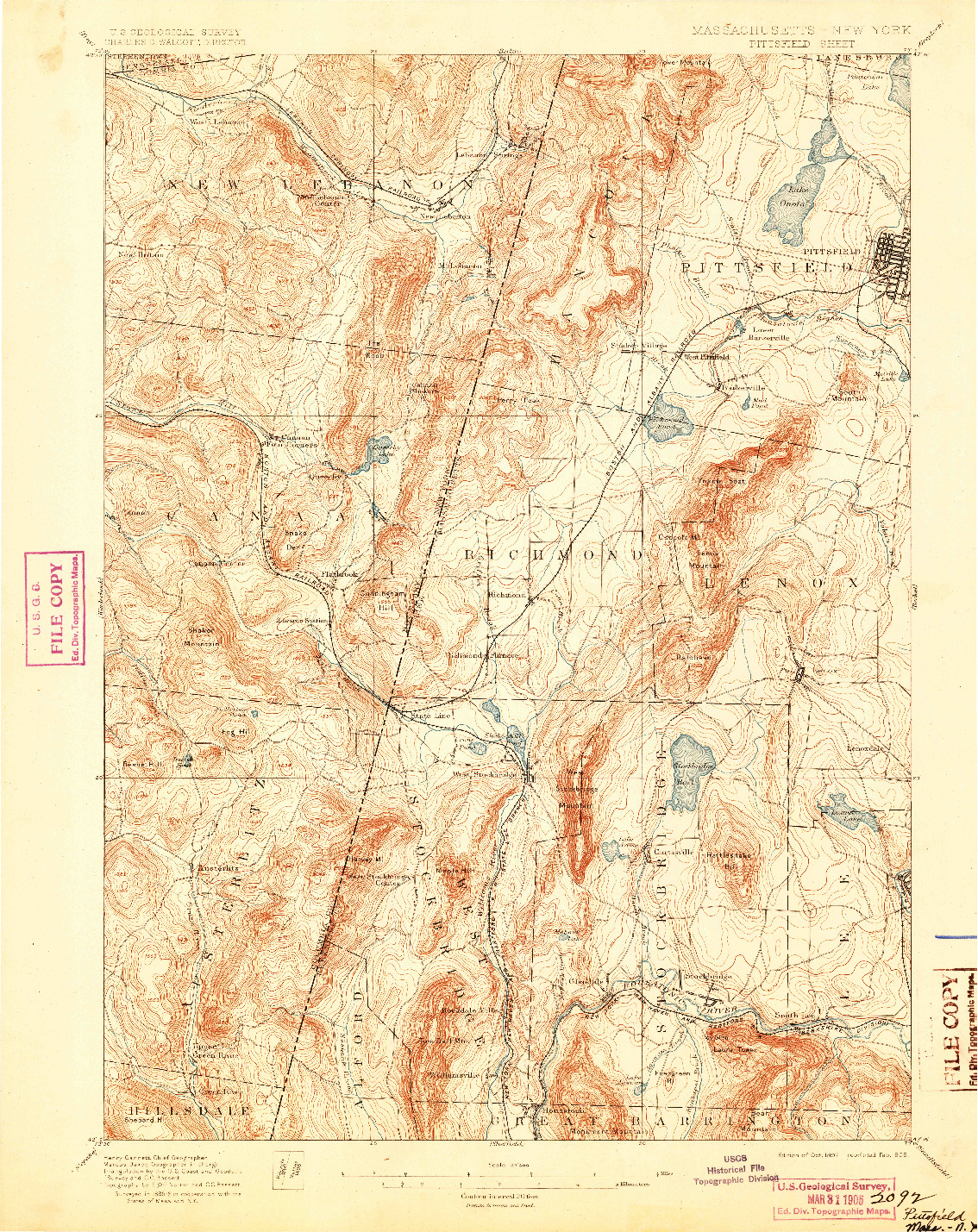 USGS 1:62500-SCALE QUADRANGLE FOR PITTSFIELD, MA 1897