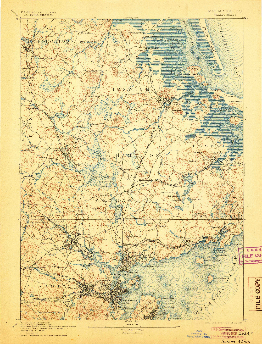 USGS 1:62500-SCALE QUADRANGLE FOR SALEM, MA 1893