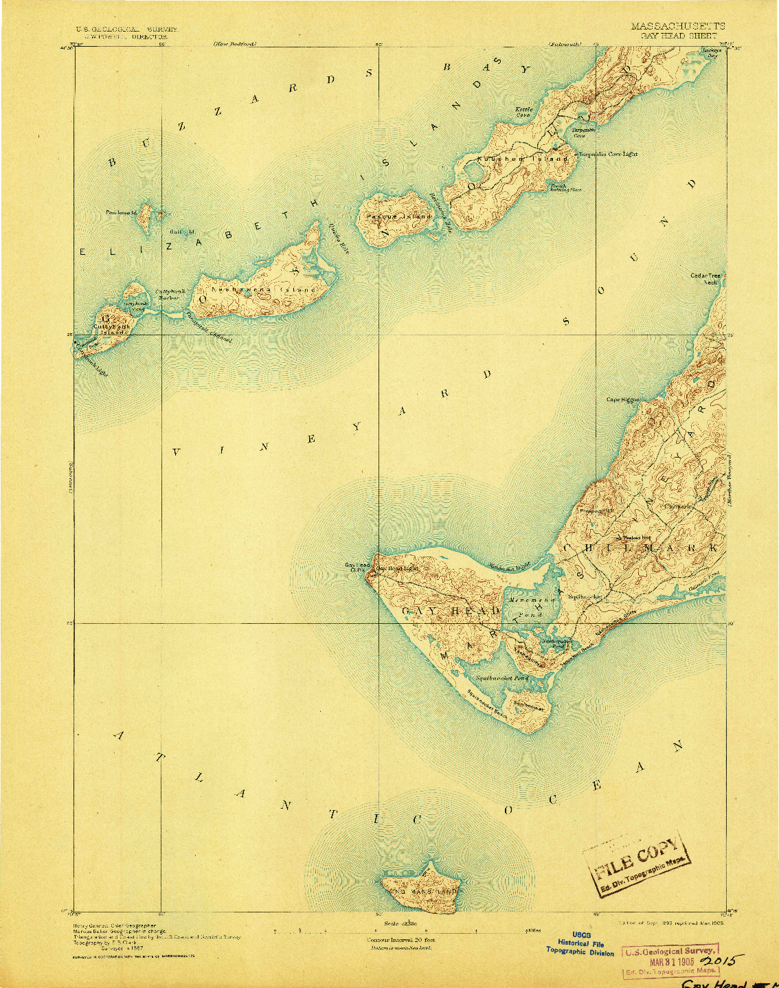 USGS 1:62500-SCALE QUADRANGLE FOR GAY HEAD, MA 1893