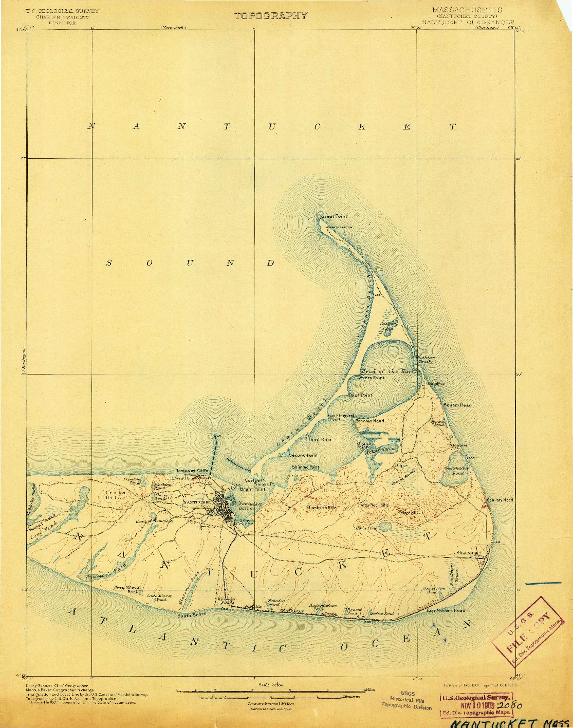 USGS 1:62500-SCALE QUADRANGLE FOR NANTUCKET, MA 1901