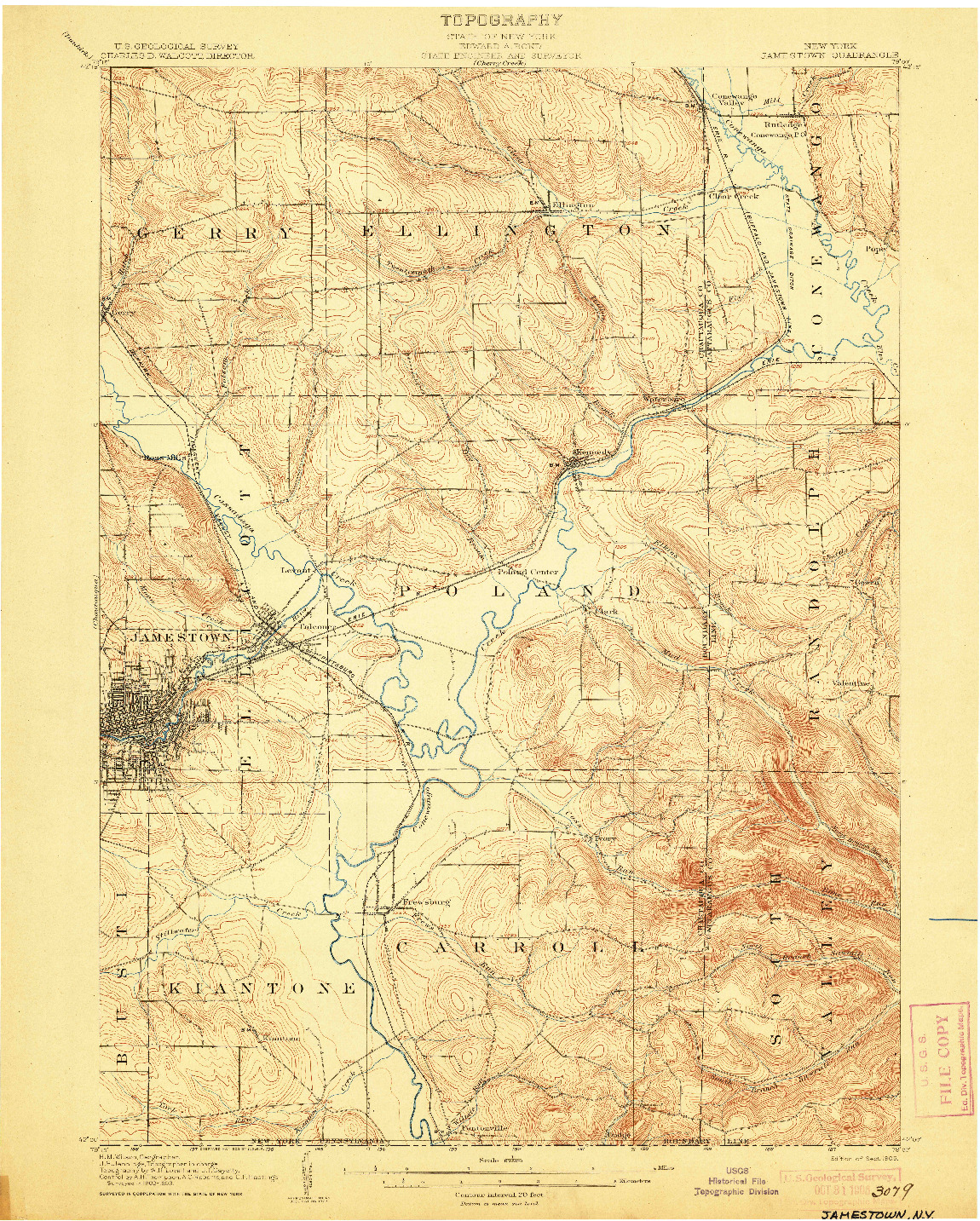 USGS 1:62500-SCALE QUADRANGLE FOR JAMESTOWN, NY 1905