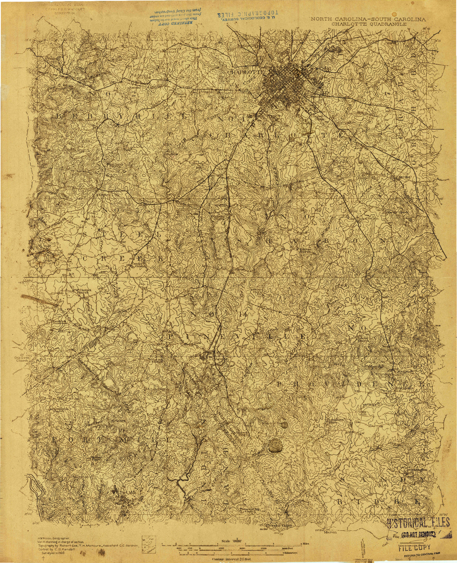 USGS 1:48000-SCALE QUADRANGLE FOR CHARLOTTE, NC 1905
