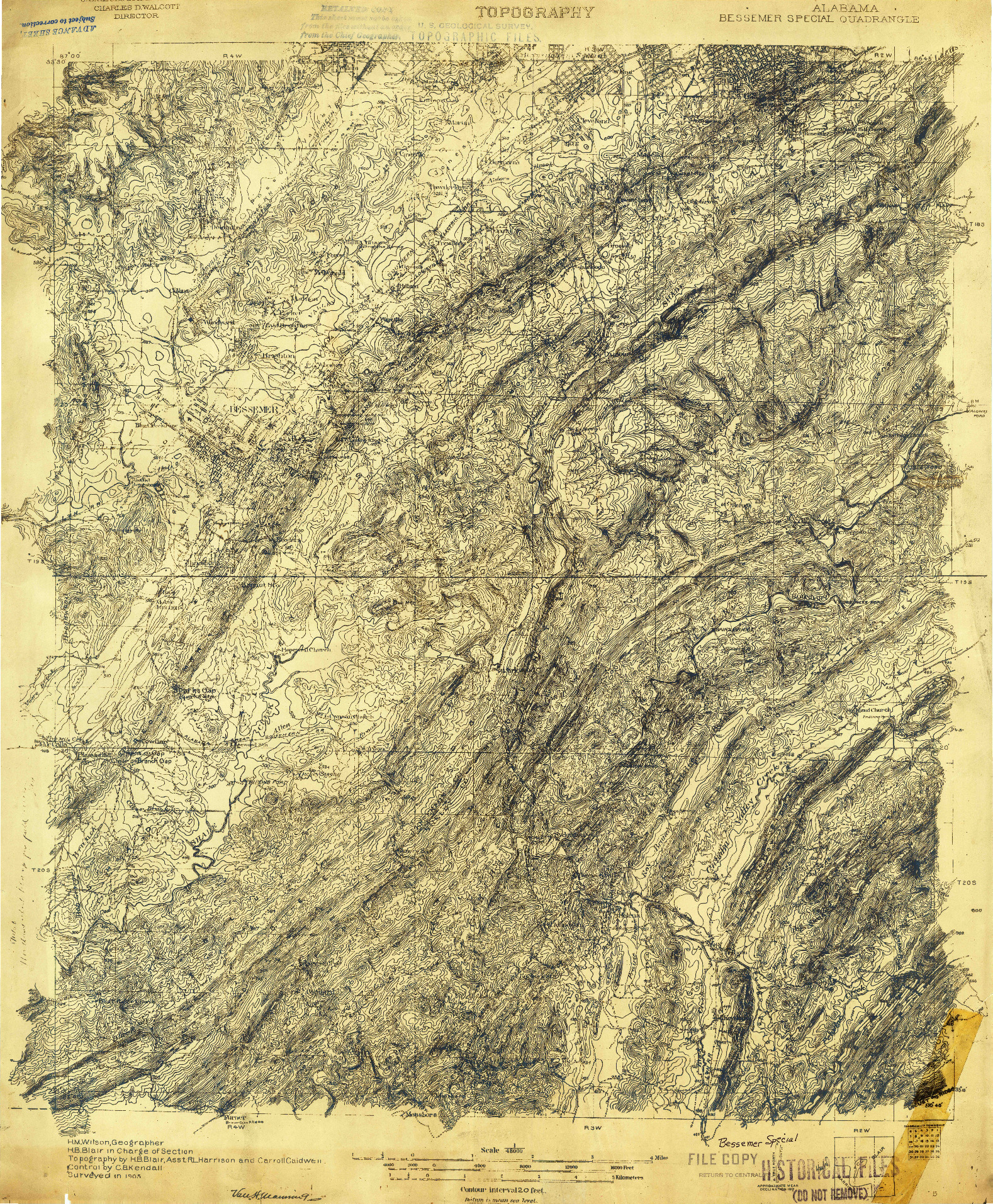 USGS 1:48000-SCALE QUADRANGLE FOR BESSEMER SPECIAL, AL 1905