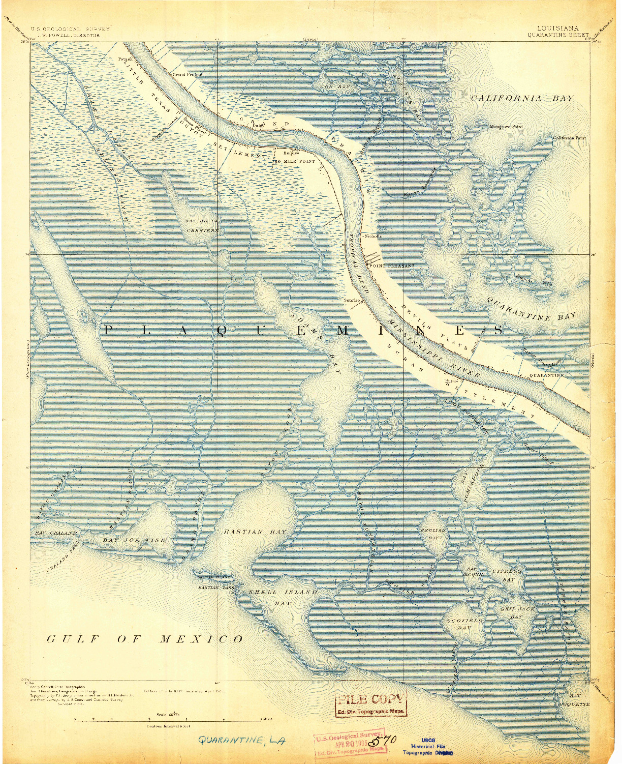 USGS 1:62500-SCALE QUADRANGLE FOR QUARANTINE, LA 1892