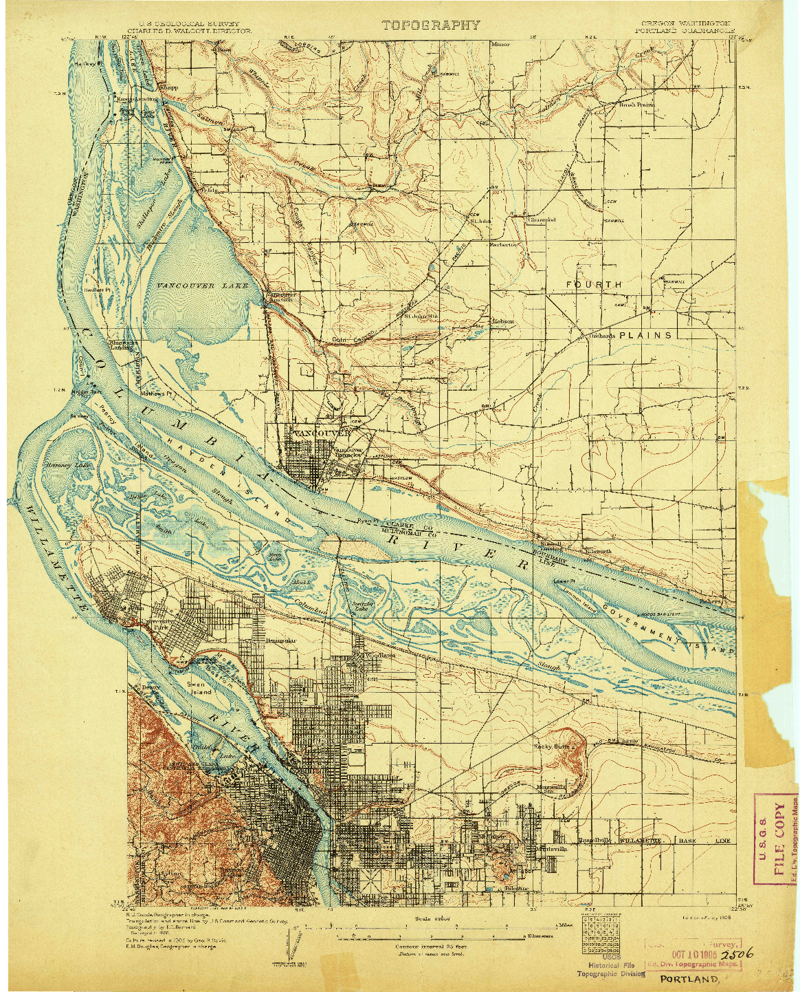 USGS 1:62500-SCALE QUADRANGLE FOR PORTLAND, OR 1905