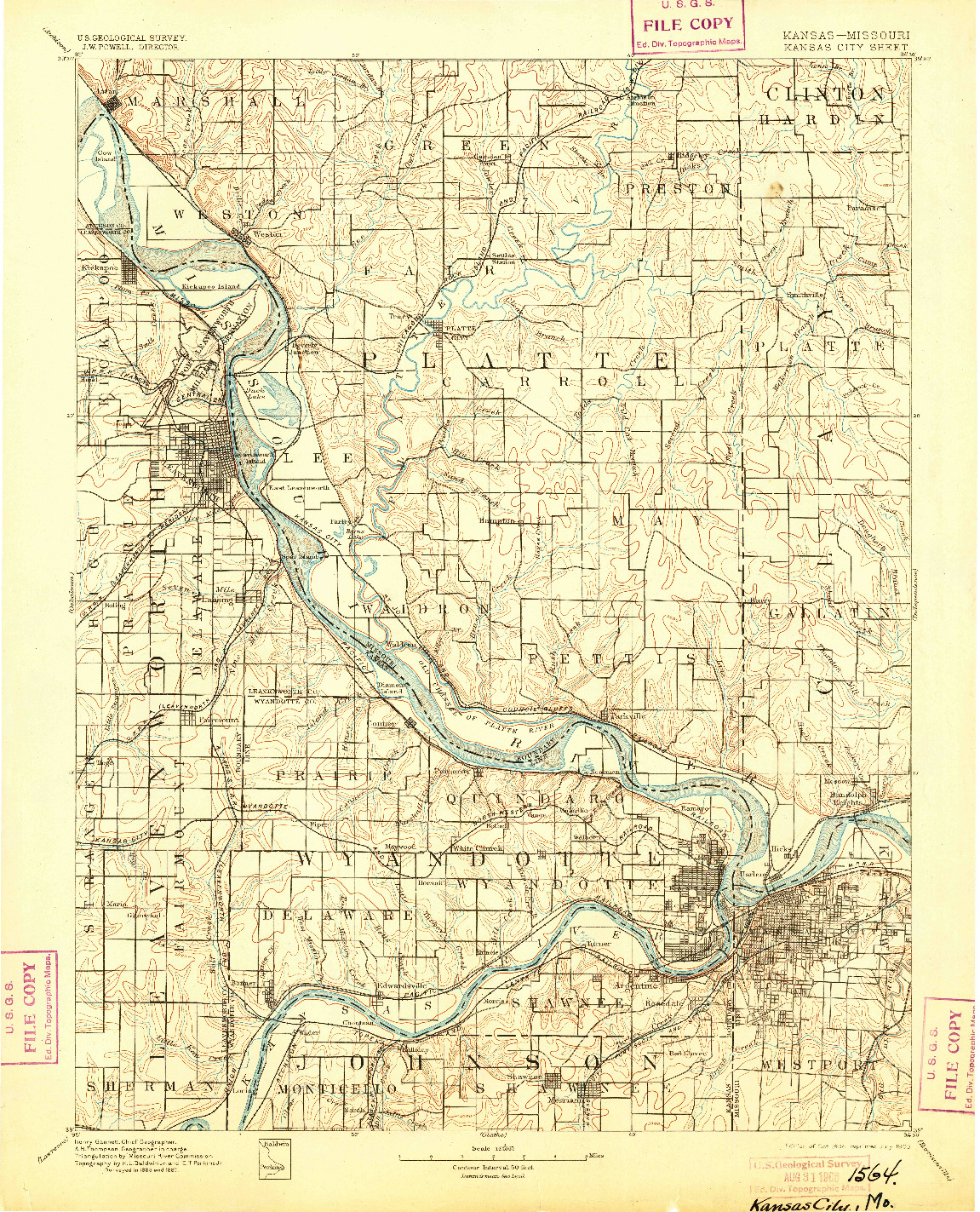 USGS 1:125000-SCALE QUADRANGLE FOR KANSAS CITY, KS 1894