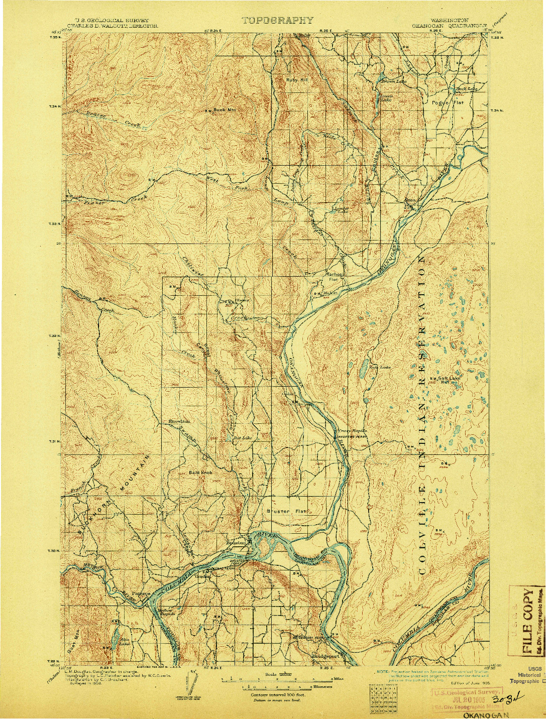 USGS 1:125000-SCALE QUADRANGLE FOR OKANOGAN, WA 1905