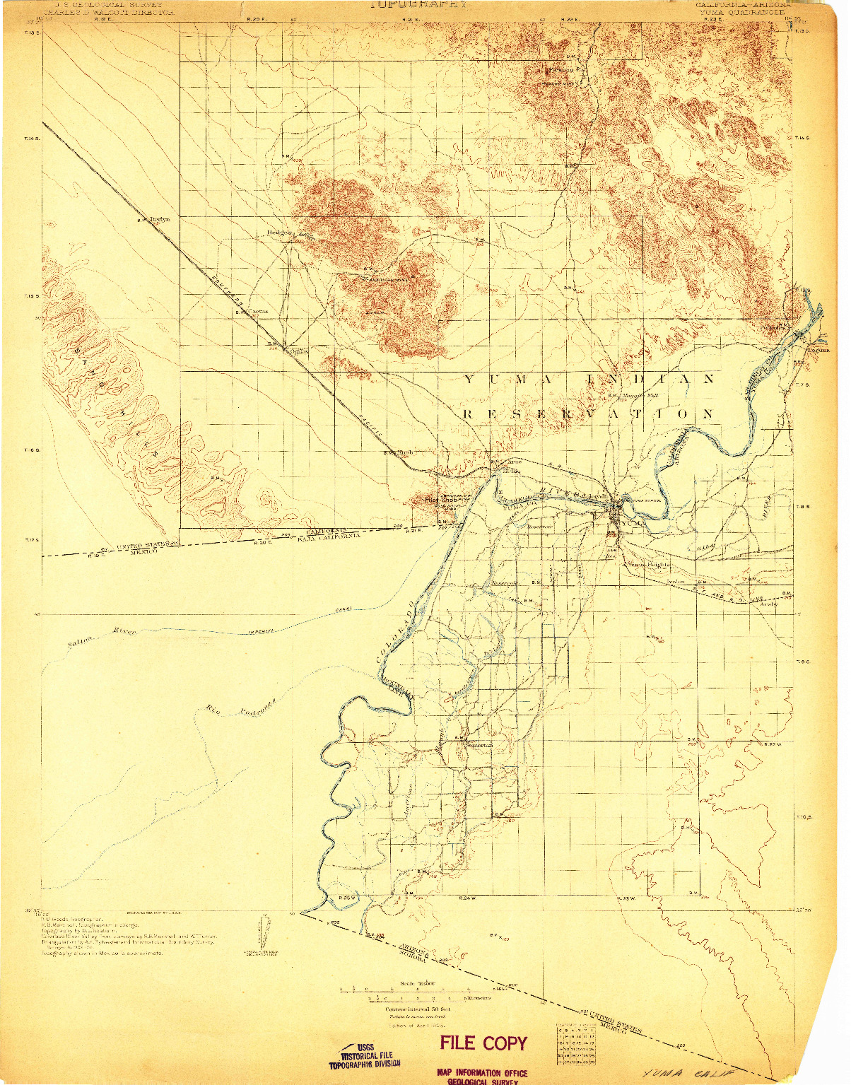 USGS 1:125000-SCALE QUADRANGLE FOR YUMA, CA 1905