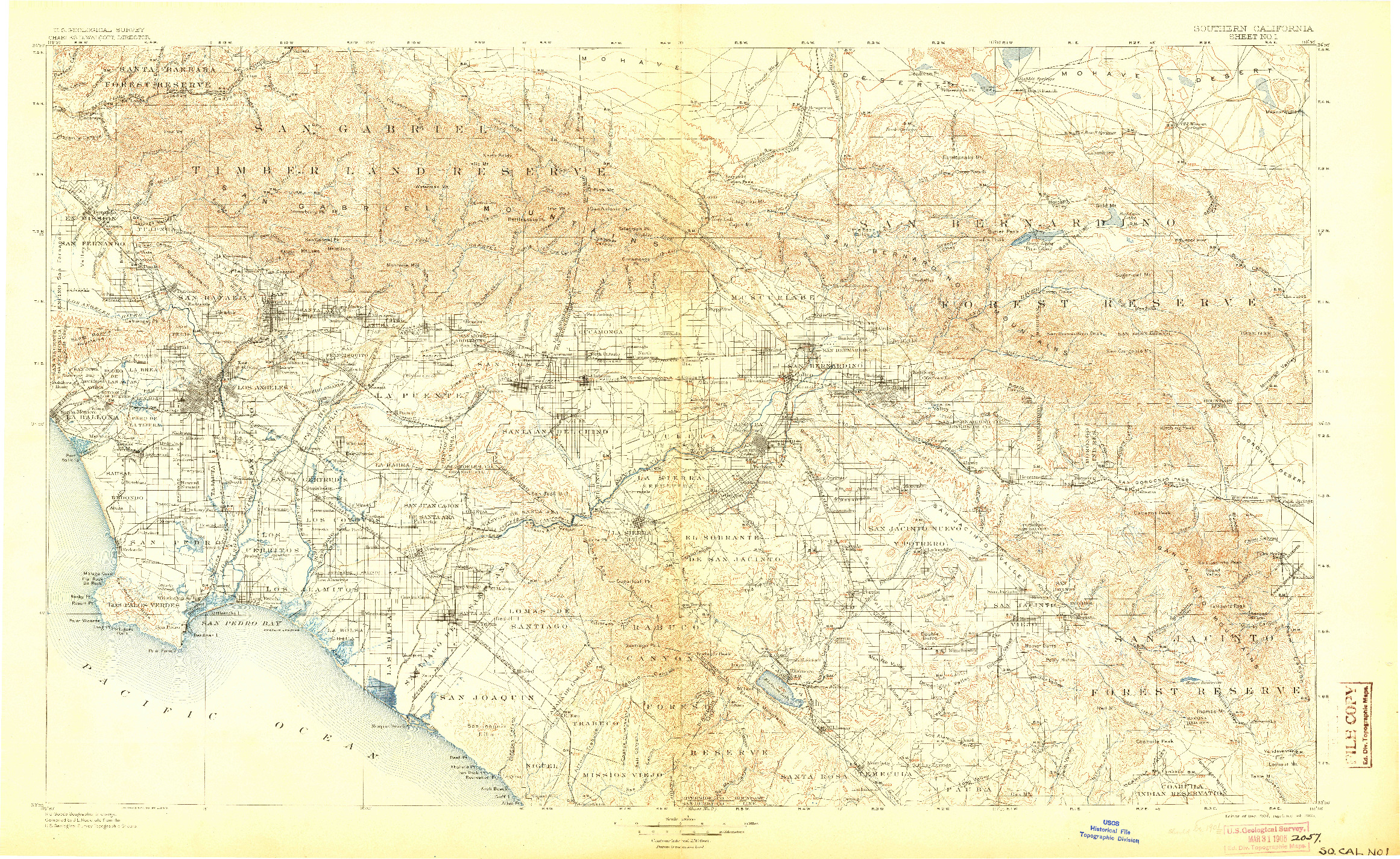 USGS 1:250000-SCALE QUADRANGLE FOR SOUTHERN CALIFORNIA SHEET NO. 1, CA 1901