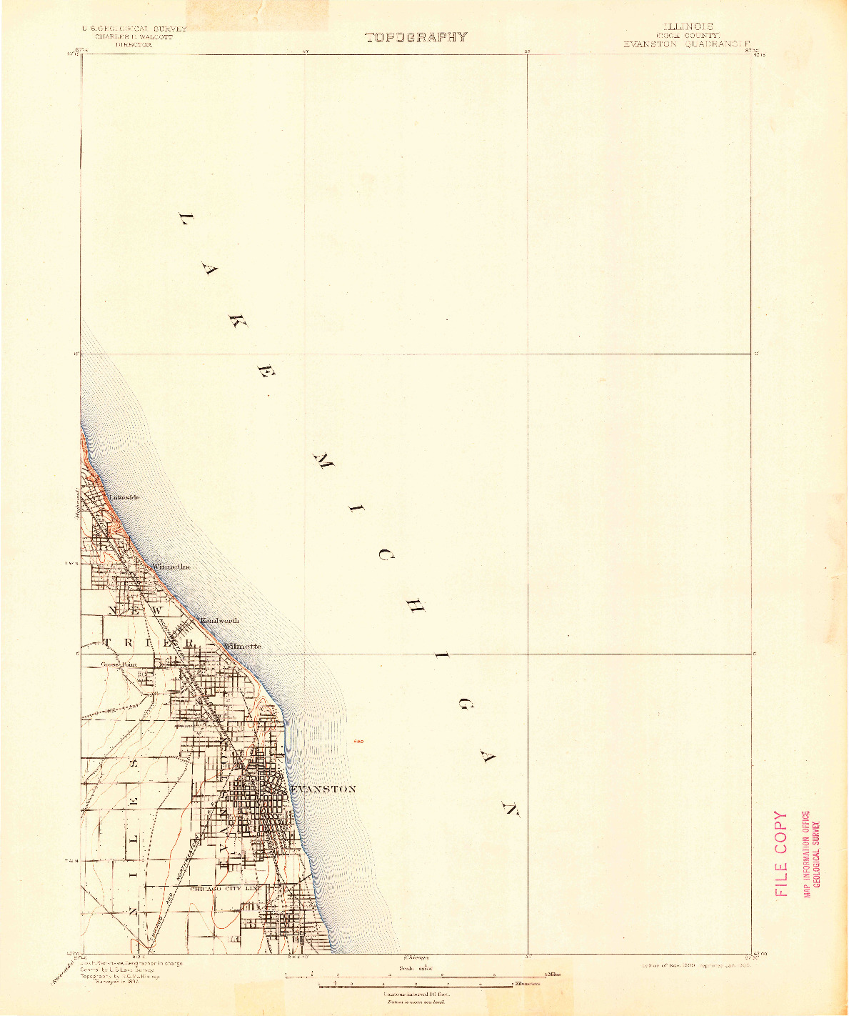 USGS 1:62500-SCALE QUADRANGLE FOR EVANSTON, IL 1899