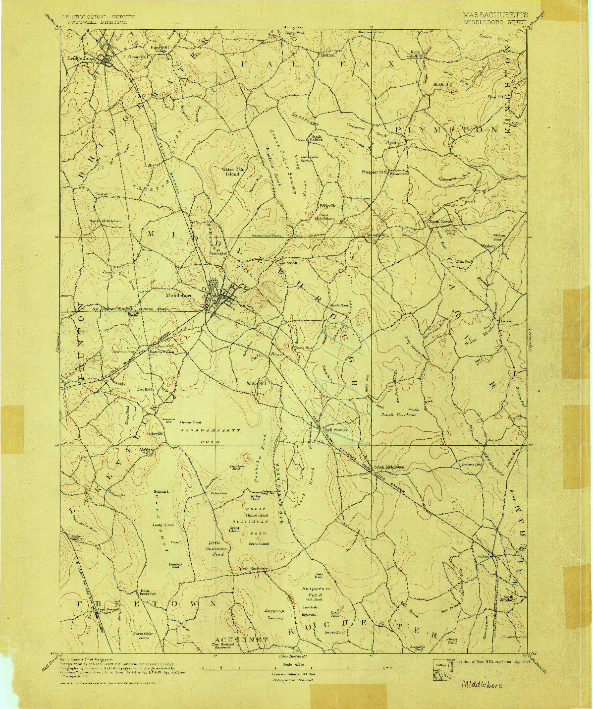 USGS 1:62500-SCALE QUADRANGLE FOR MIDDLEBORO, MA 1893