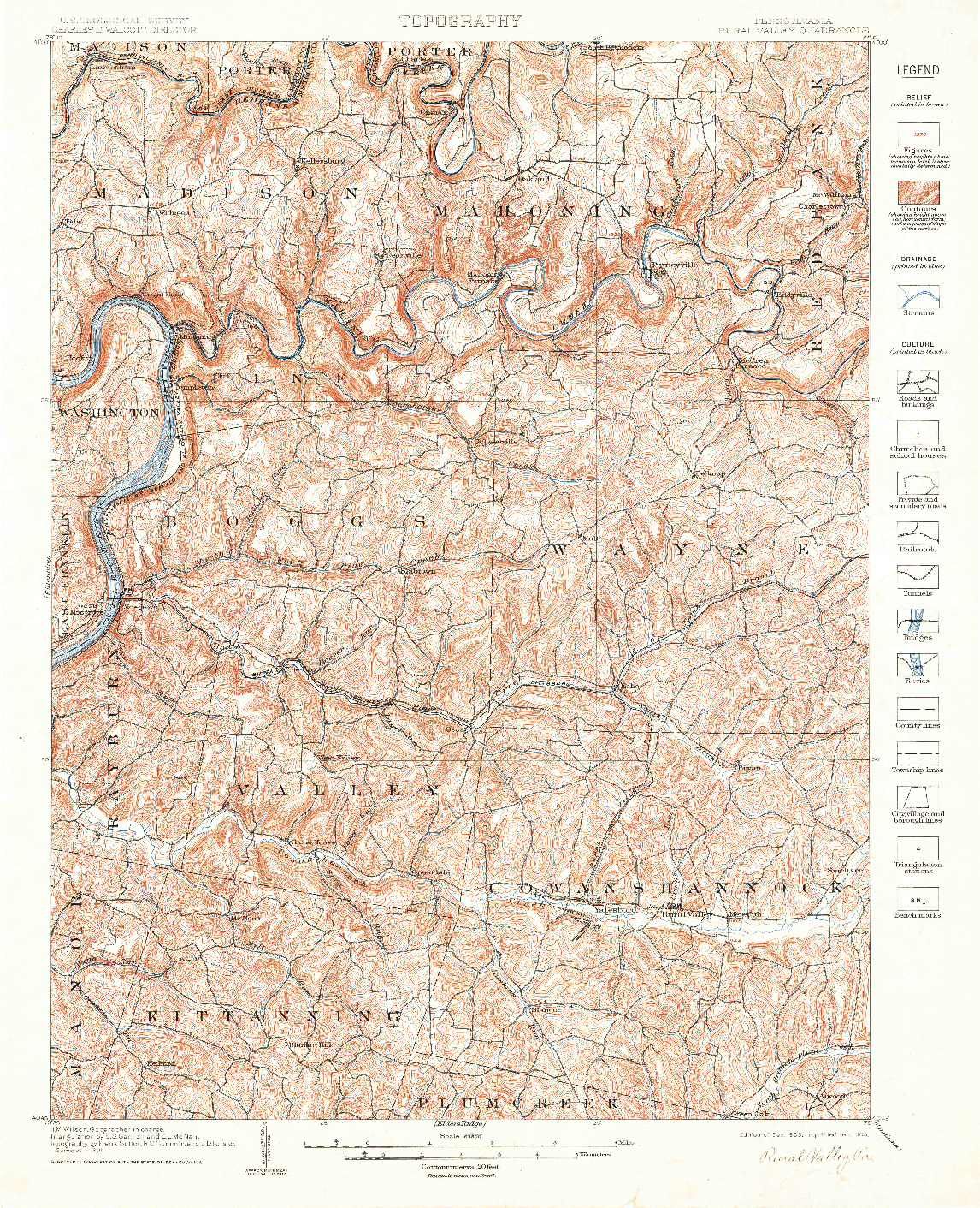 USGS 1:62500-SCALE QUADRANGLE FOR RURAL VALLEY, PA 1903