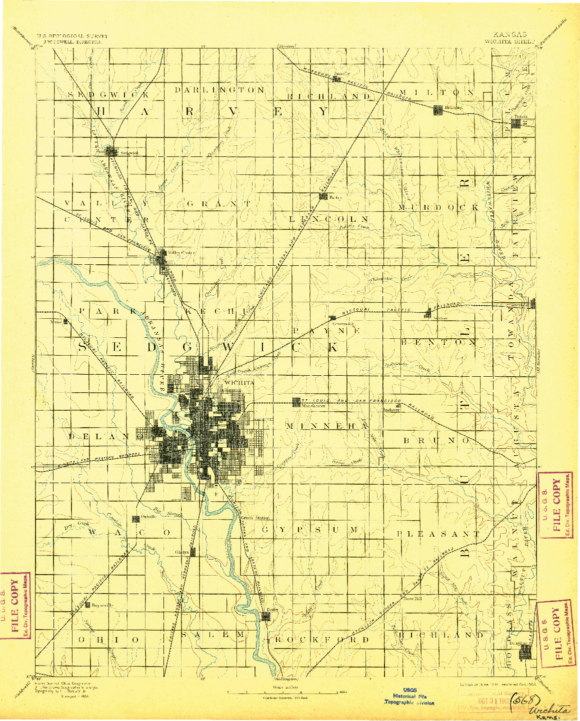 USGS 1:125000-SCALE QUADRANGLE FOR WICHITA, KS 1894