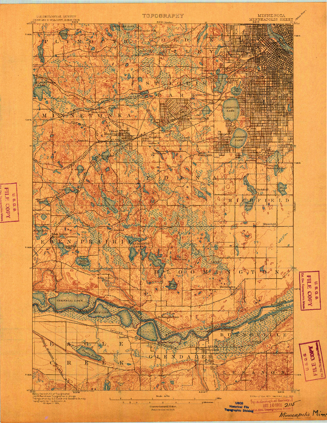 USGS 1:62500-SCALE QUADRANGLE FOR MINNEAPOLIS, MN 1901