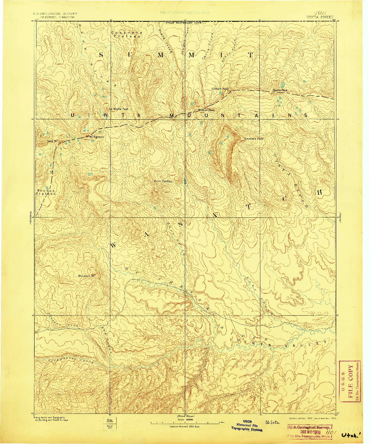 USGS 1:250000-SCALE QUADRANGLE FOR UINTA, UT 1885