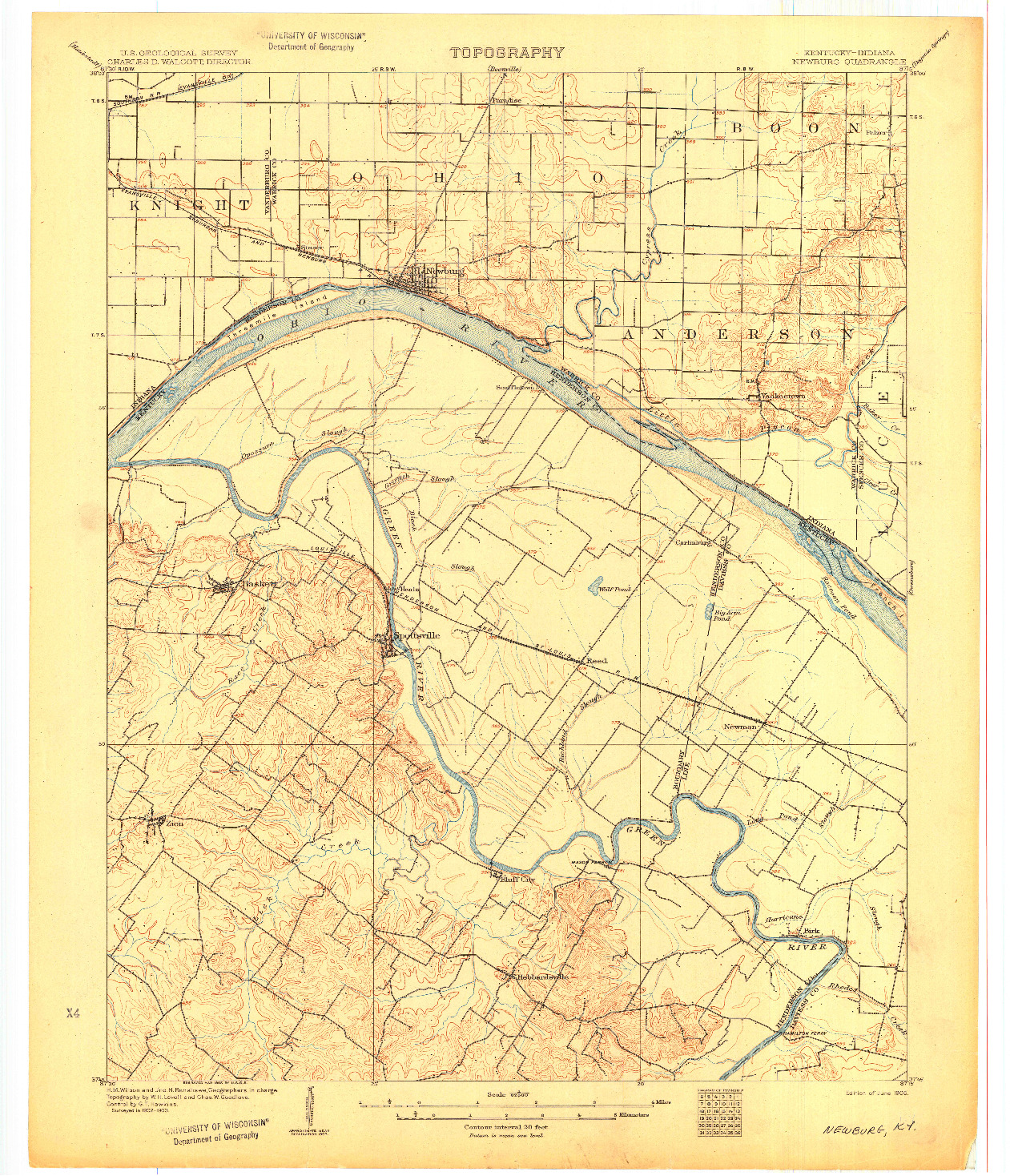 USGS 1:62500-SCALE QUADRANGLE FOR NEWBURG, KY 1905