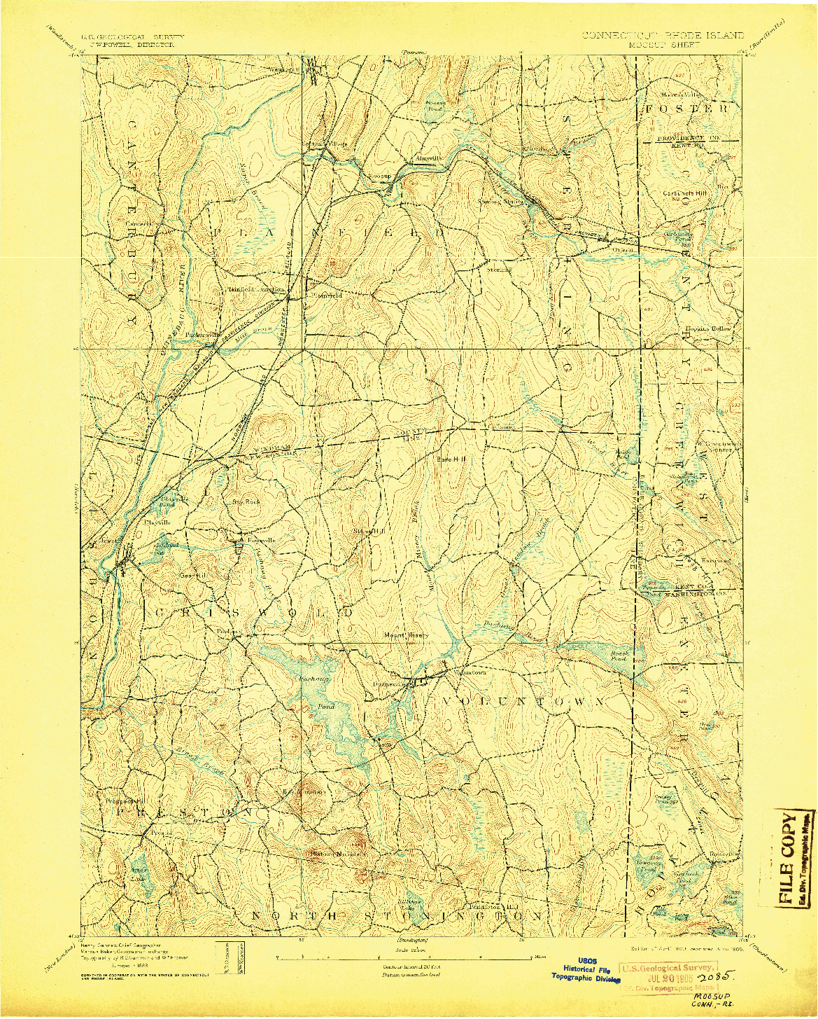 USGS 1:62500-SCALE QUADRANGLE FOR MOOSUP, CT 1893