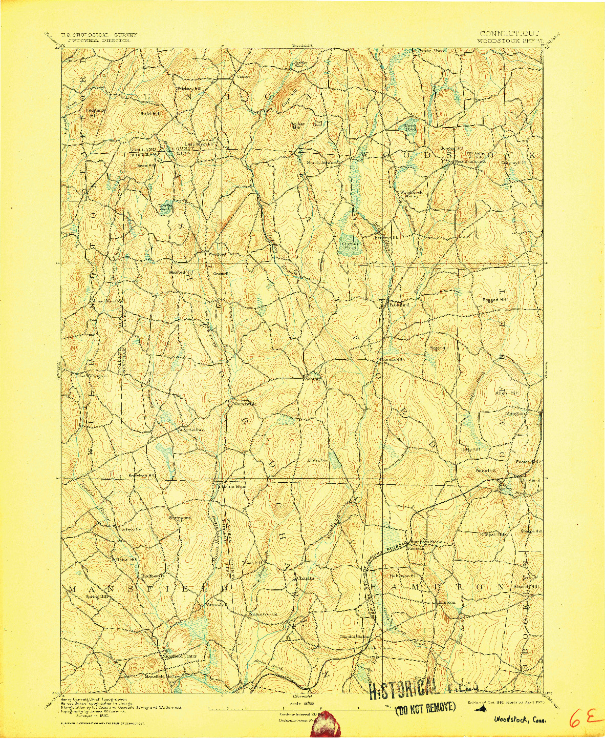 USGS 1:62500-SCALE QUADRANGLE FOR WOODSTOCK, CT 1892