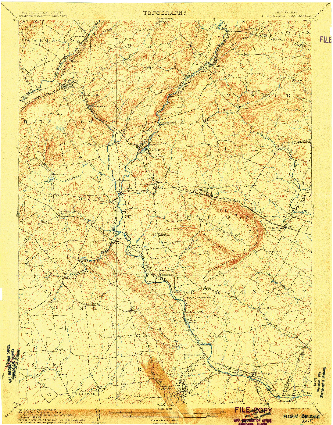 USGS 1:62500-SCALE QUADRANGLE FOR HIGH BRIDGE, NJ 1905