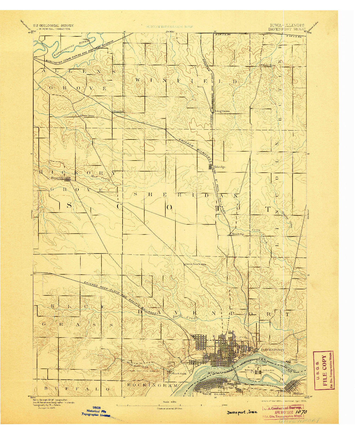 USGS 1:62500-SCALE QUADRANGLE FOR DAVENPORT, IA 1894