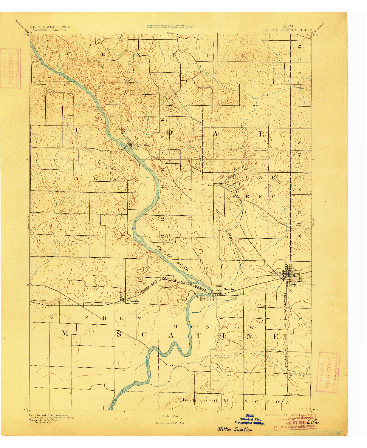 USGS 1:62500-SCALE QUADRANGLE FOR WILTON JUNCTION, IA 1891