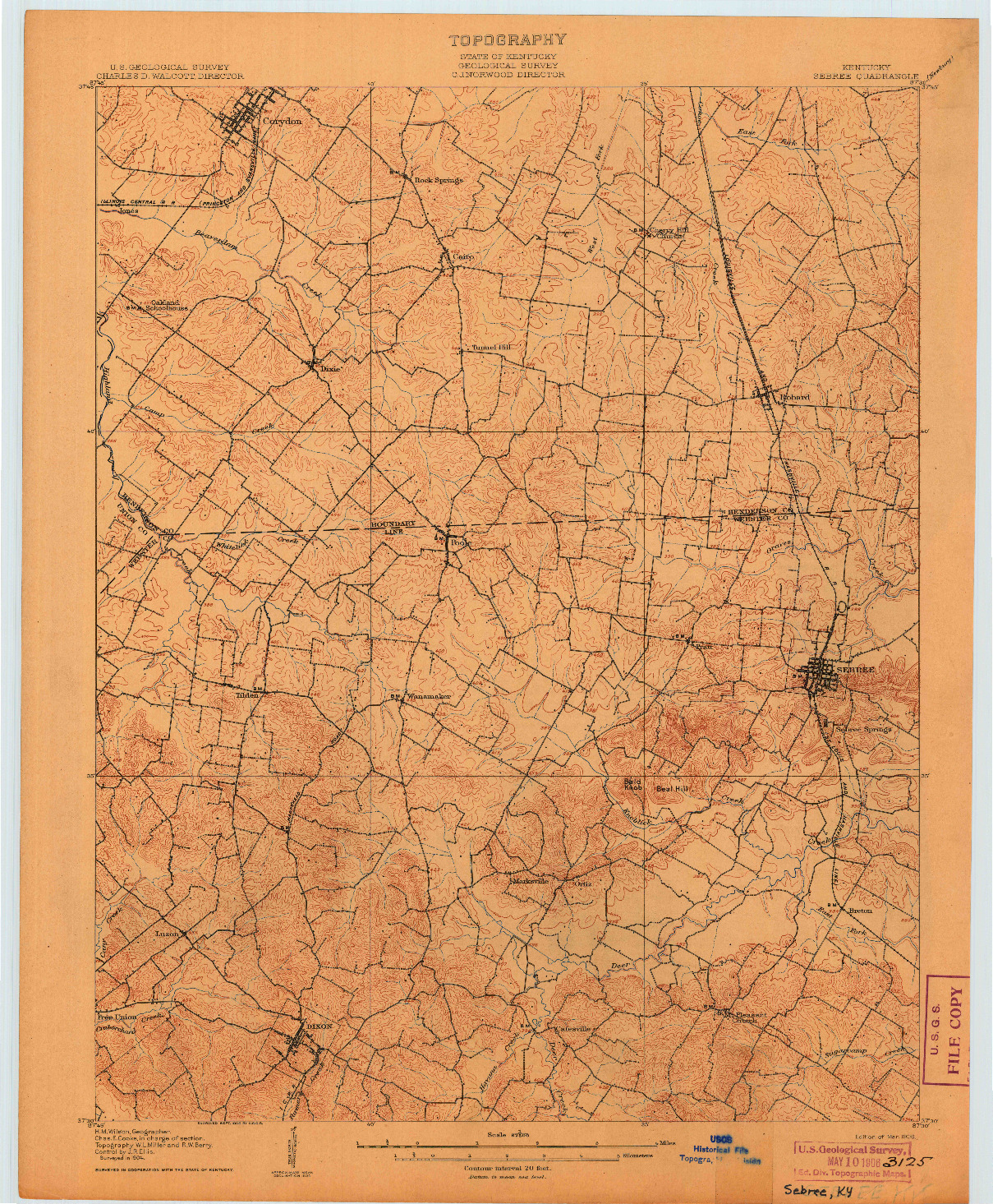 USGS 1:62500-SCALE QUADRANGLE FOR SEBREE, KY 1906