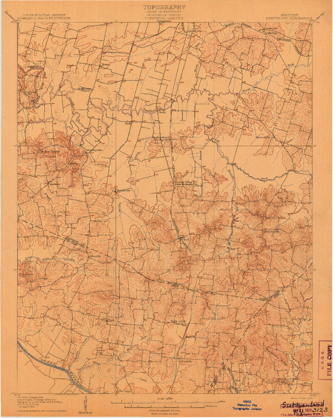 USGS 1:62500-SCALE QUADRANGLE FOR SUTHERLAND, KY 1906