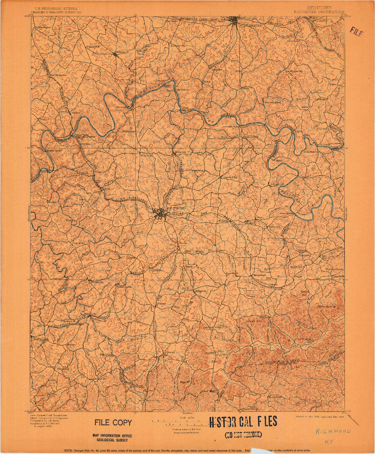 USGS 1:125000-SCALE QUADRANGLE FOR RICHMOND, KY 1897