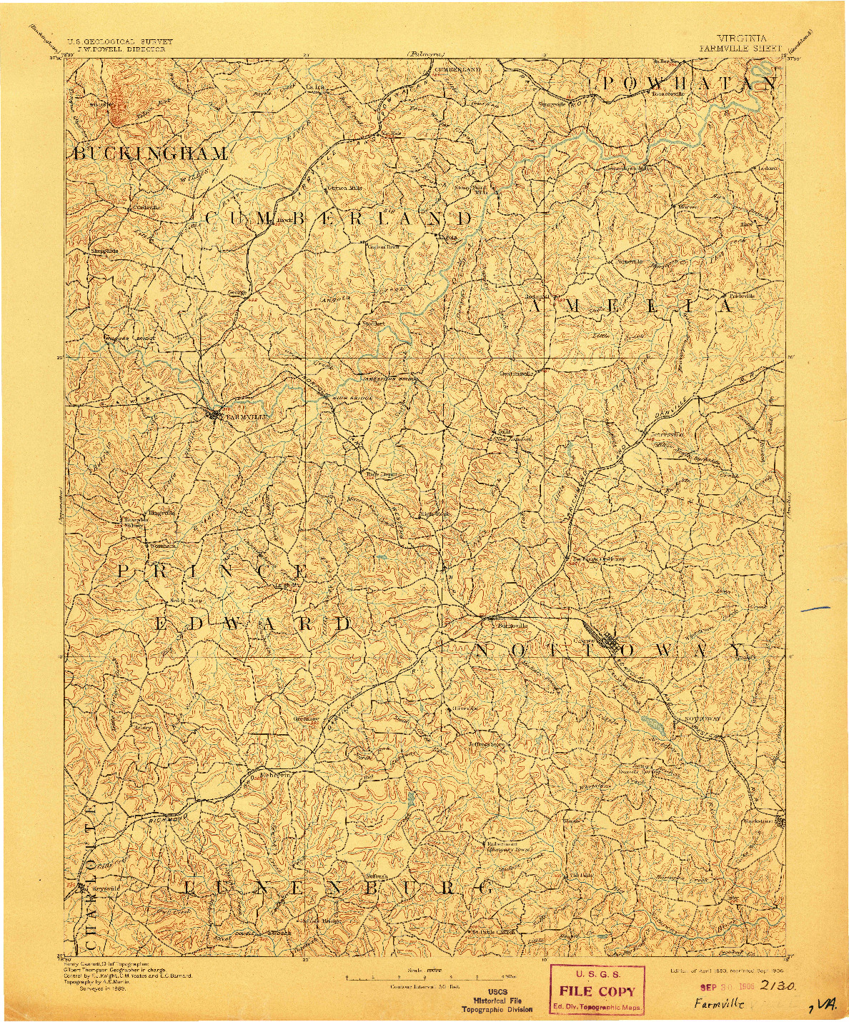 USGS 1:125000-SCALE QUADRANGLE FOR FARMVILLE, VA 1893