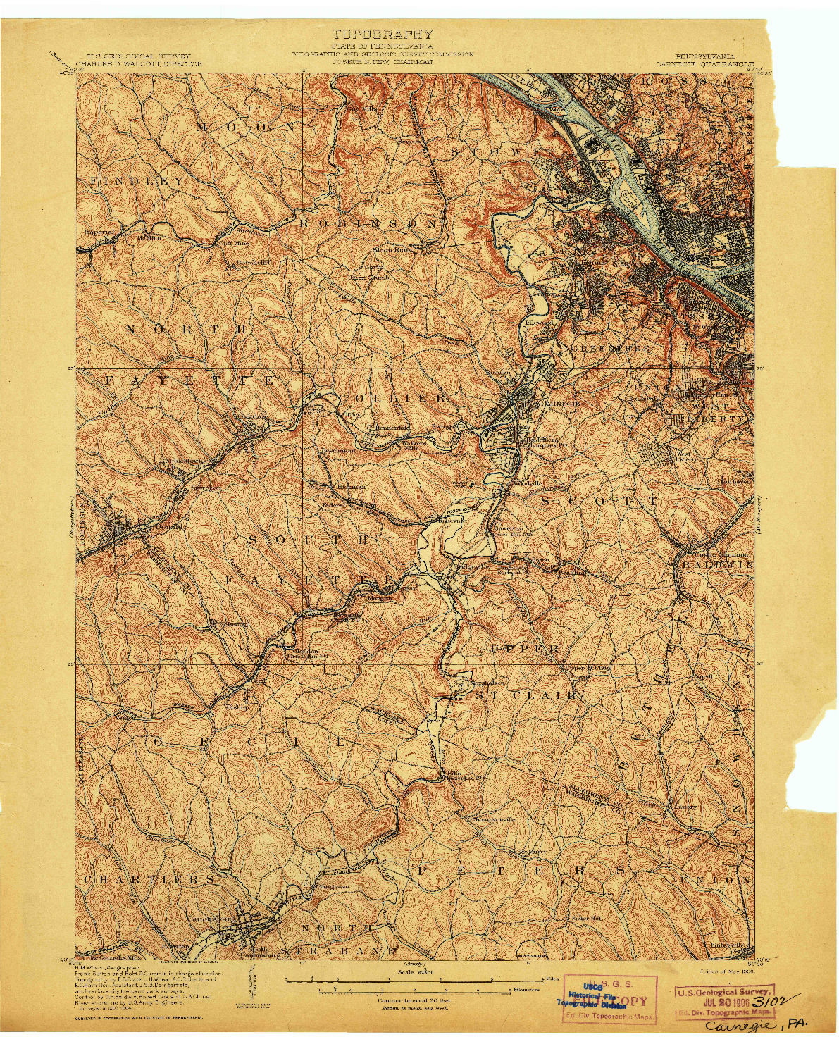 USGS 1:62500-SCALE QUADRANGLE FOR CARNEGIE, PA 1906