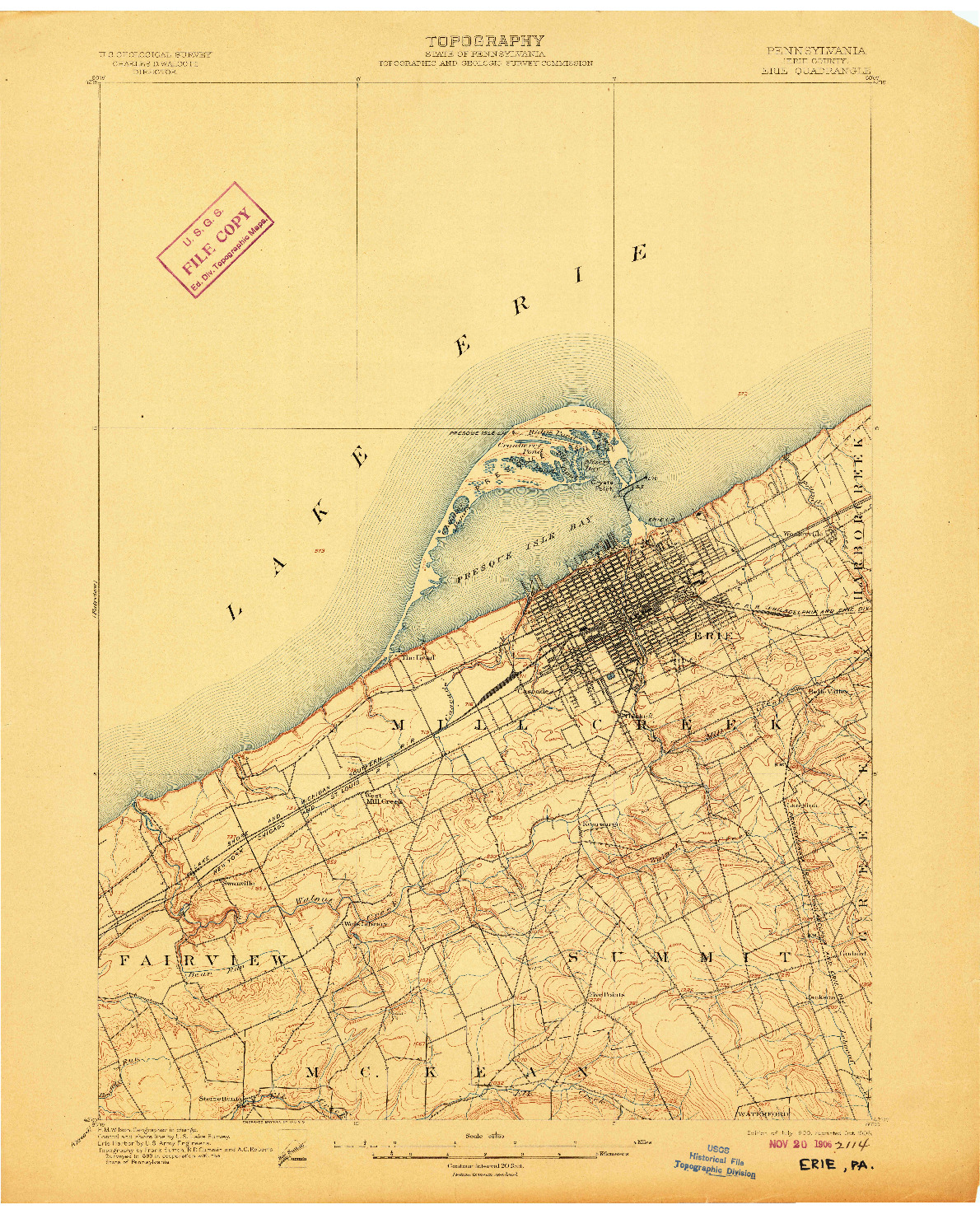 USGS 1:62500-SCALE QUADRANGLE FOR ERIE, PA 1900