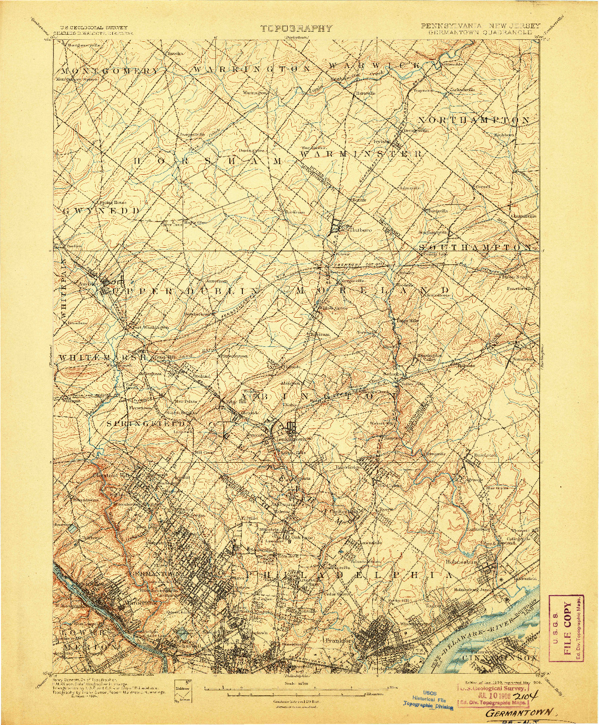 USGS 1:62500-SCALE QUADRANGLE FOR GERMANTOWN, PA 1899