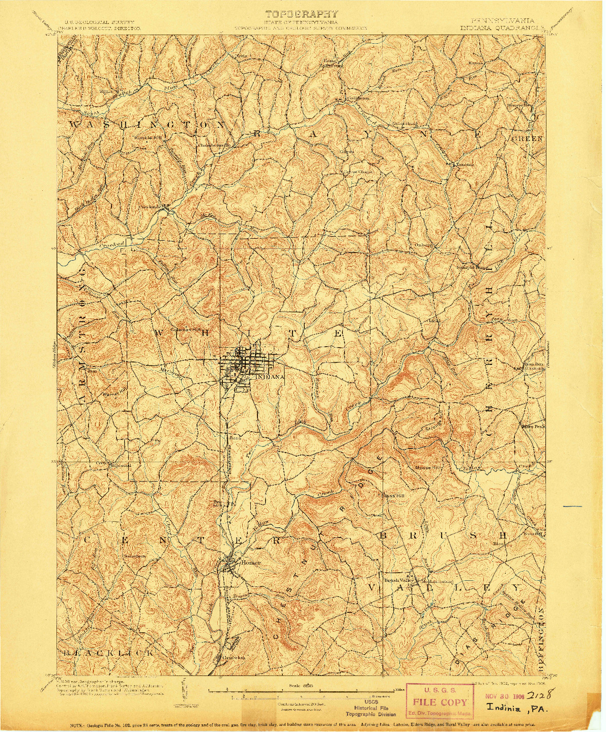 USGS 1:62500-SCALE QUADRANGLE FOR INDIANA, PA 1902