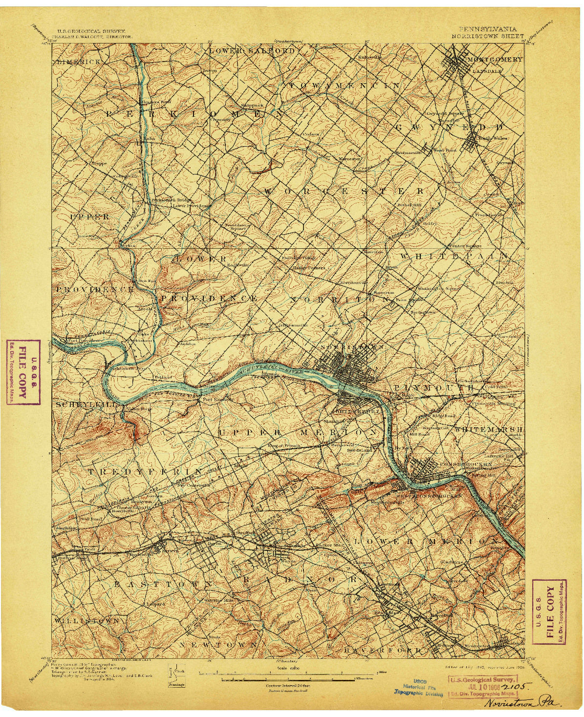 USGS 1:62500-SCALE QUADRANGLE FOR NORRISTOWN, PA 1895